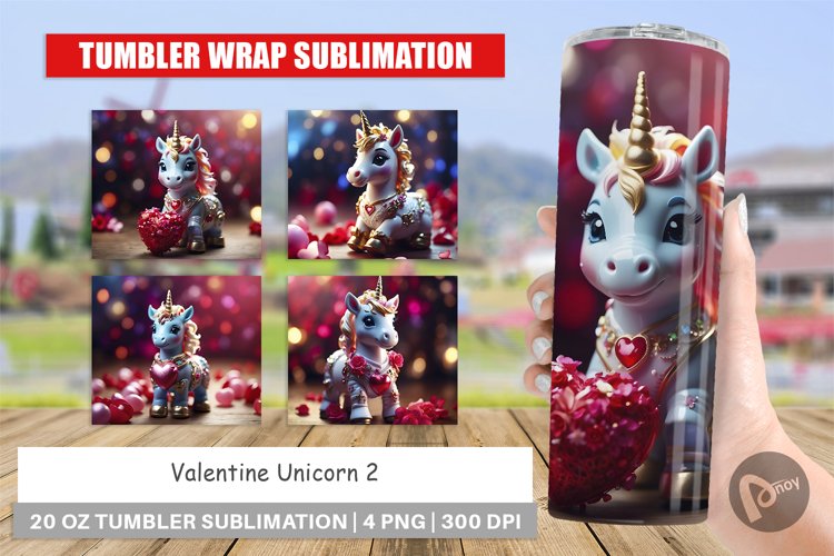 Tumbler Sublimation Wrap Valentine Unicorn