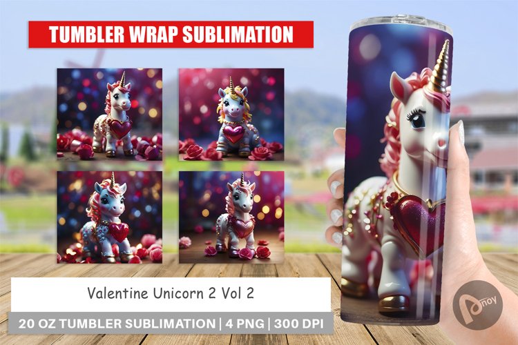 Tumbler Sublimation Wrap Valentine Unicorn