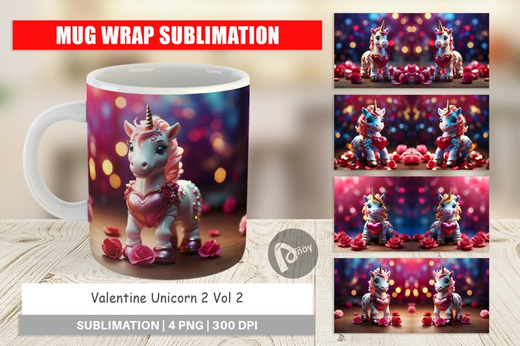 Mug sublimation design Valentine Unicorn