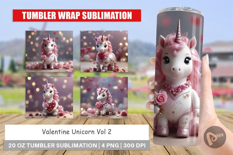 Tumbler Sublimation Wrap Valentine Unicorn