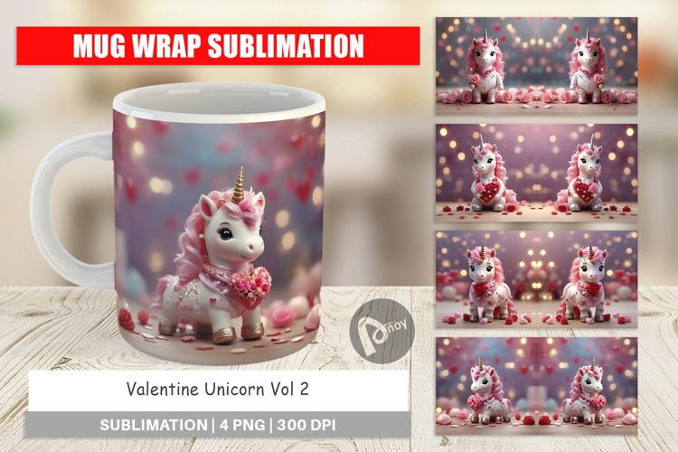 Mug sublimation design Valentine Unicorn