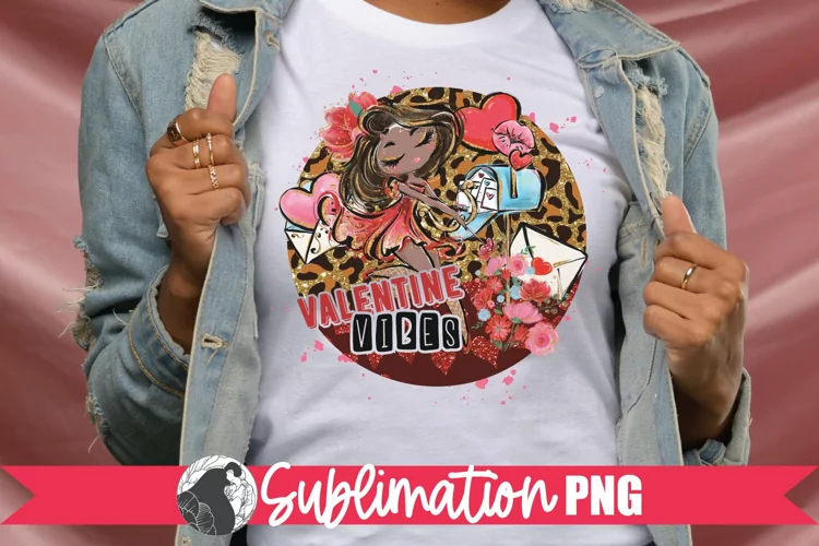 Valentine Vibes Sublimation, Black Girl Valentine PNG