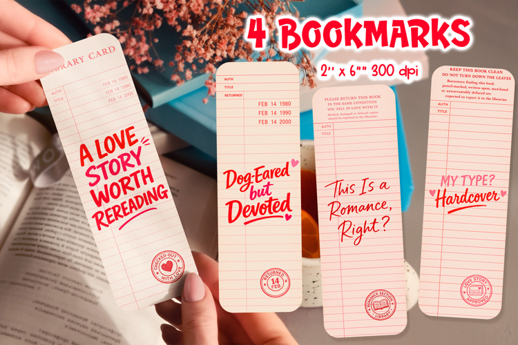 Vintage Library Card Bookmark | Valentine Quotes Sublimation