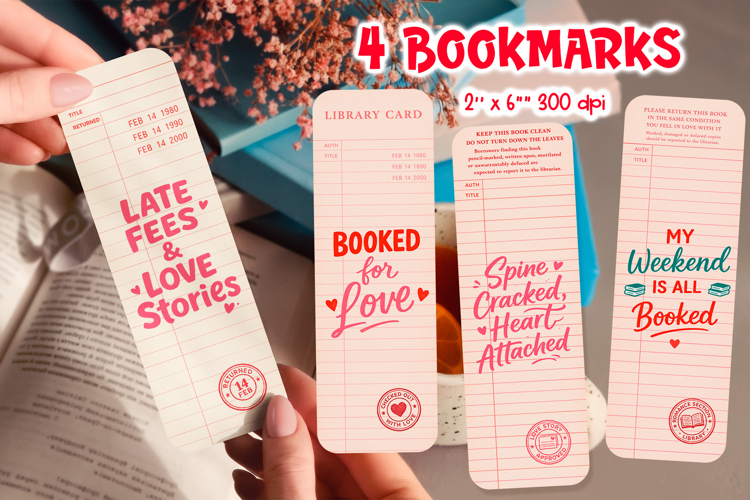 Vintage Library Card Bookmark | Valentine Quotes Sublimation