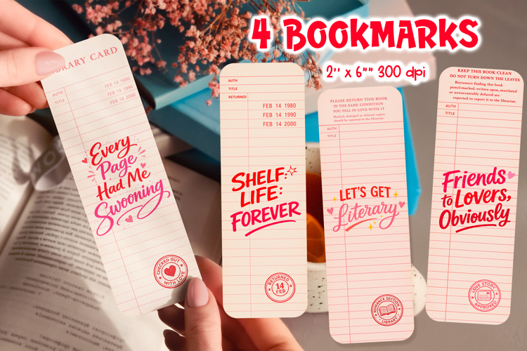 Vintage Library Card Bookmark | Valentine Quotes Sublimation