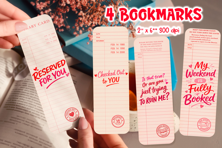 Vintage Library Card Bookmark | Valentine Quotes Sublimation