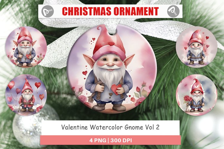 Christmas Ornaments Valentine Watercolor Gnome