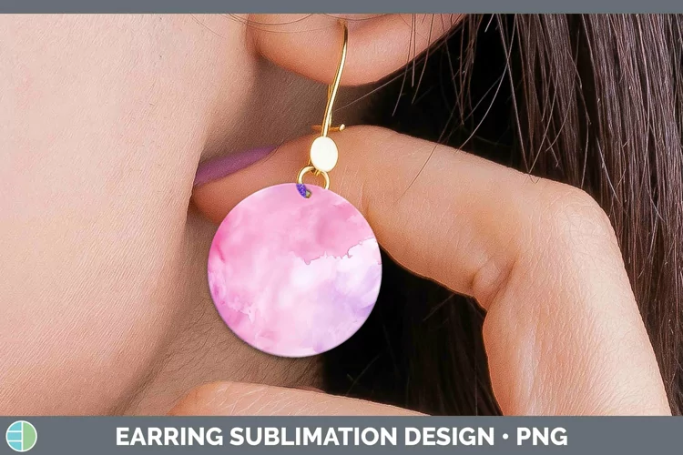 Valentine Watercolor Round Earrings Sublimation Earrings Des
