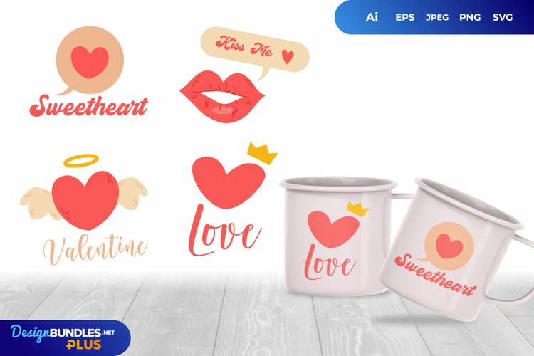 Various Love Words with Valentines Day Theme Bundle