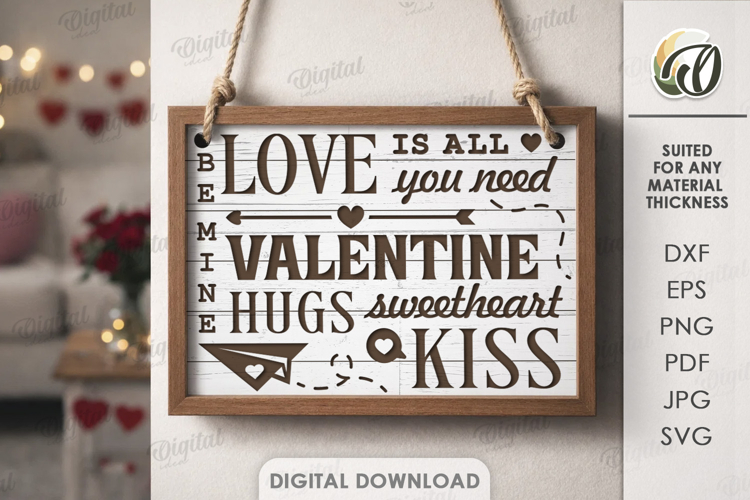 Valentines Day Word Art Sign Laser Cut. Wall Decor SVG