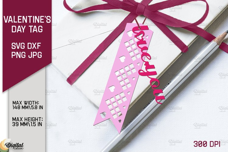 Valentine Layered Tag. Gift Label Paper Cut. I Love You SVG