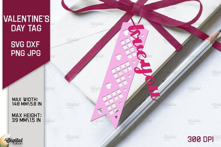 Valentine Layered Tag. Gift Label Paper Cut. I Love You SVG example image 1