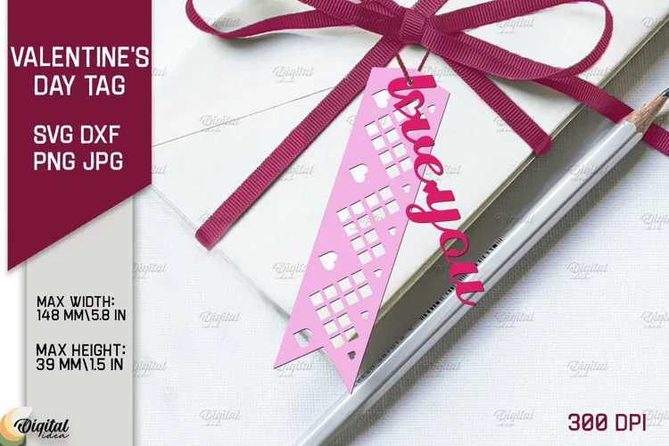 Valentine Layered Tag. Gift Label Paper Cut. I Love You SVG