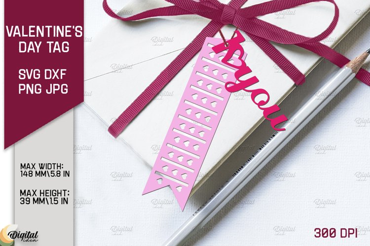 Valentine Layered Tag. Gift Label Paper Cut. I Love You SVG example image 1