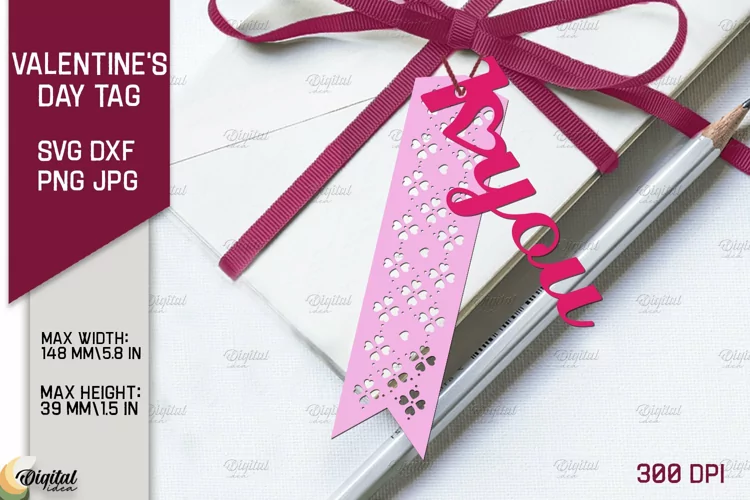 Valentine Layered Tag. Gift Label Paper Cut. I Love You SVG