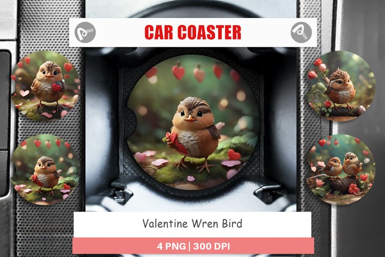 Car Coaster Valentine Wren Bird