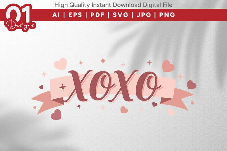 XOXO Valentine Quotes SVG Design