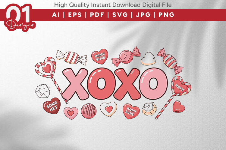 XOXO Valentine Quotes SVG Design
