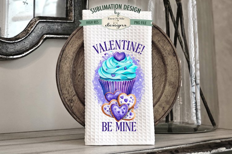 Valentine Be Mine Cupcake Towel Design|Teal Purple Valentine example image 1