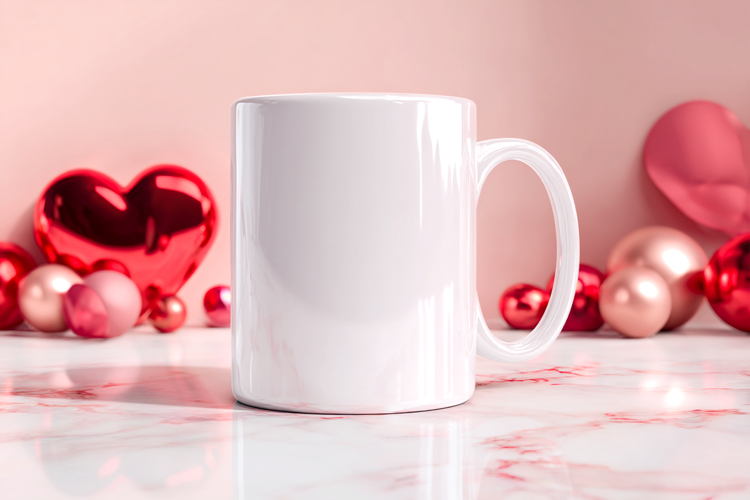 Valentines day Mug mockup|Two Hearts Valentine background