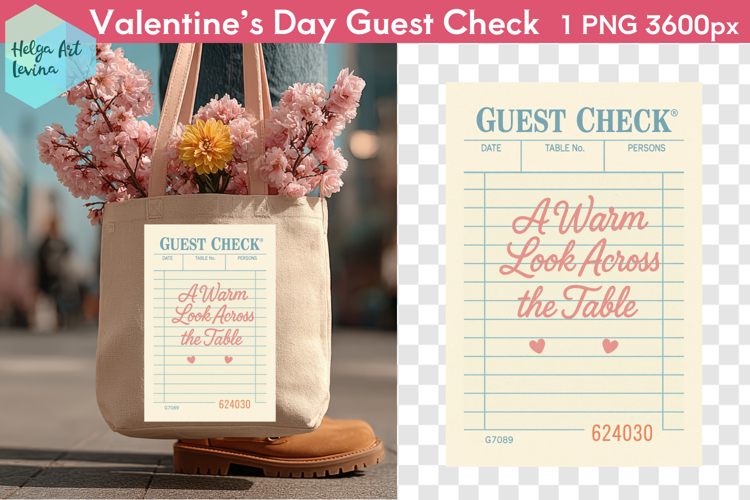 Cute Valentines day. Guest Check PNG