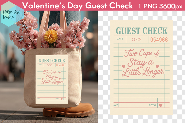 Cute Valentines day. Guest Check PNG