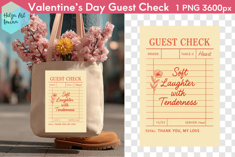 Cute Valentines day. Guest Check PNG