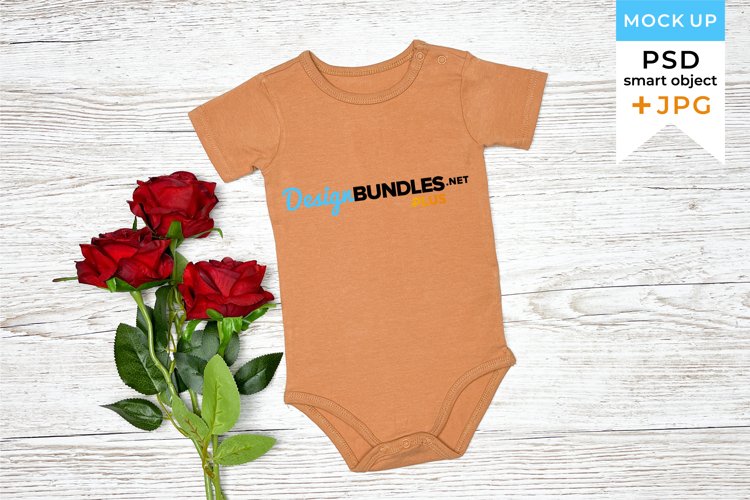 Valentines Day mockup Brown bodysuit | Baby bodysuit mockup example image 1