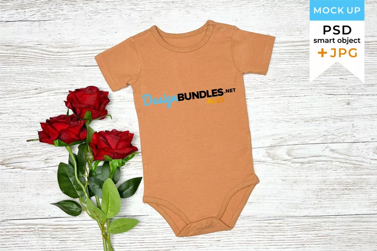 Valentines Day mockup Brown bodysuit | Baby bodysuit mockup