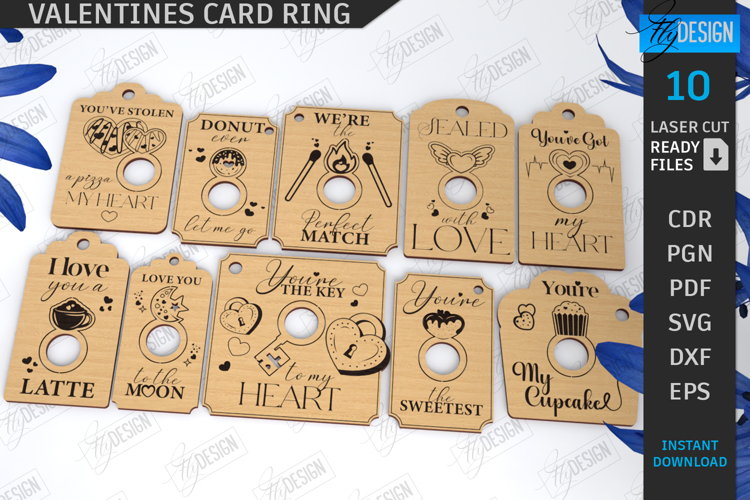 Valentines Ring Cards Laser Cut Bundle|Valentine Laser|Love