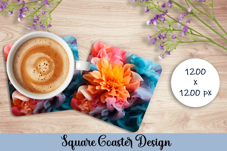 3d flowers Square Coaster Sublimation. Abstract Coaster