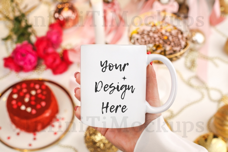 Valentines coffee mug mock up Realistic Aesthetic cup