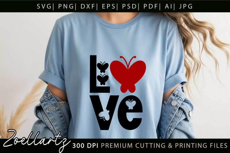 Valentines Day SVG PNG Love Butterfly Flower SVG for Cricut