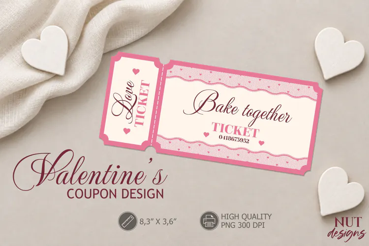 Bake Together Valentine Ticket printable valentine coupon