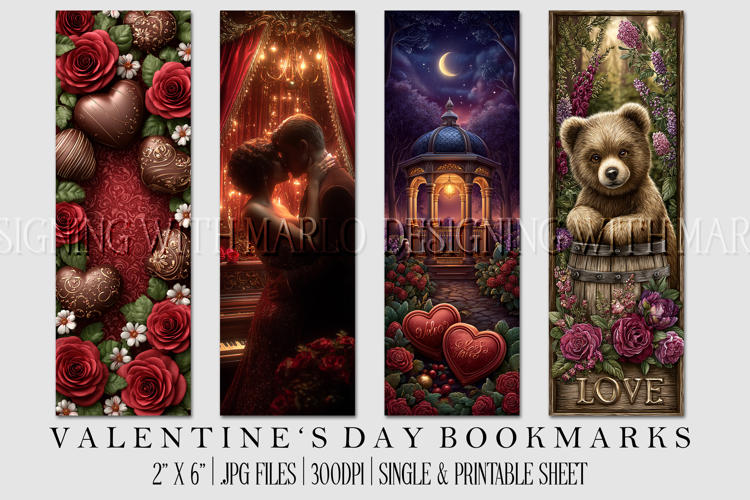 Valentines Day Bookmarks, Printable Valentine Bookmarks, s1