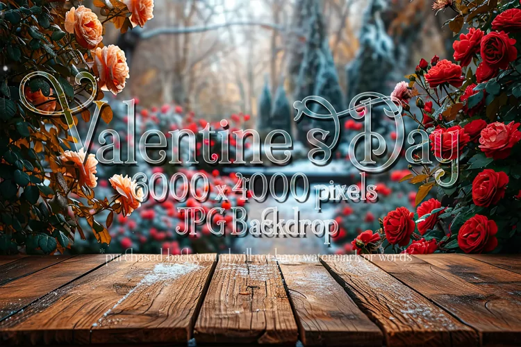 Valentine's Day Mockup, Front View, Winter Season Roses,B102