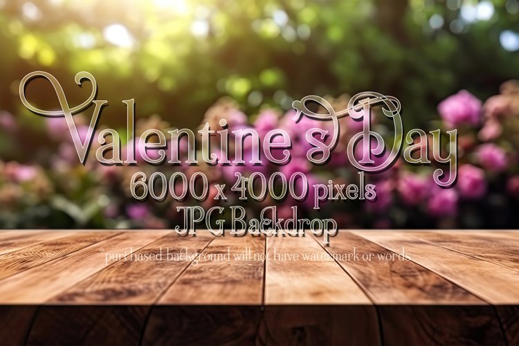 Valentines Day Mockup, Front View, Roses, Wood Table, B105