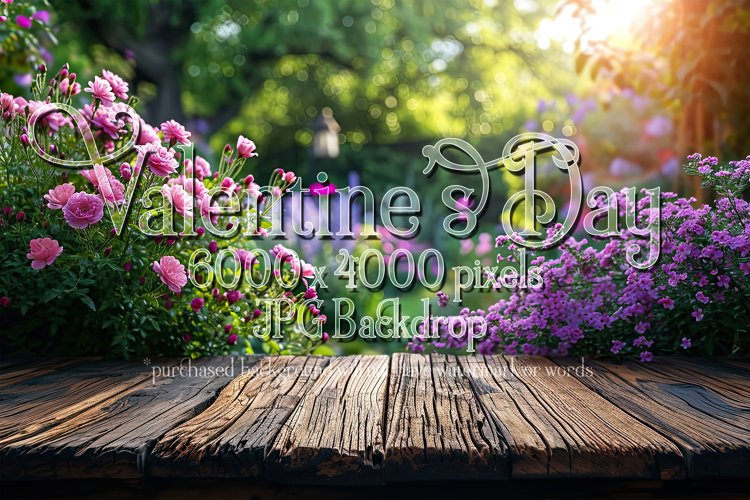 Valentine's Day Mockup, Front View, Roses, Wood Table, B112 example image 1