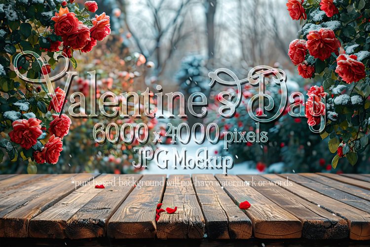 Valentines Day Mockup, Front View, Winter Season Roses B140