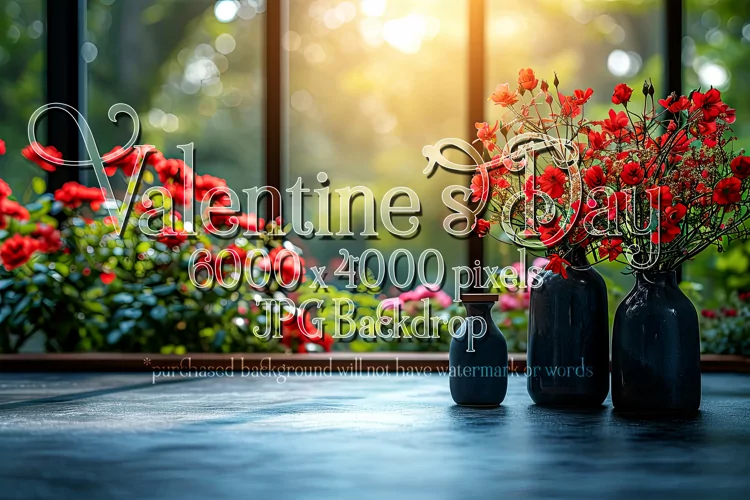Valentine's Day Mockup, Front View, Roses & Flowers Photo 43