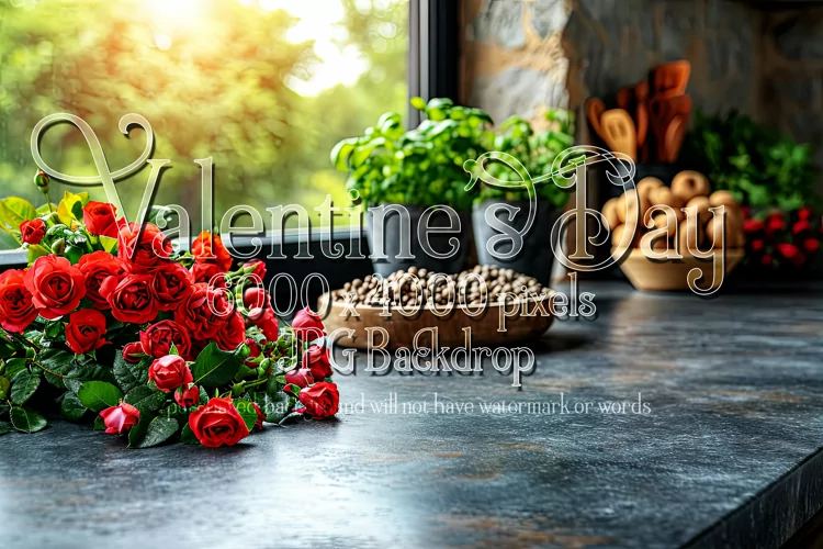 Valentine's Day Mockup, Front View, Roses & Flowers Photo 44