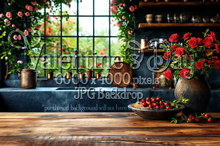Valentine's Day Mockup, Front View, Roses & Flowers Photo 45