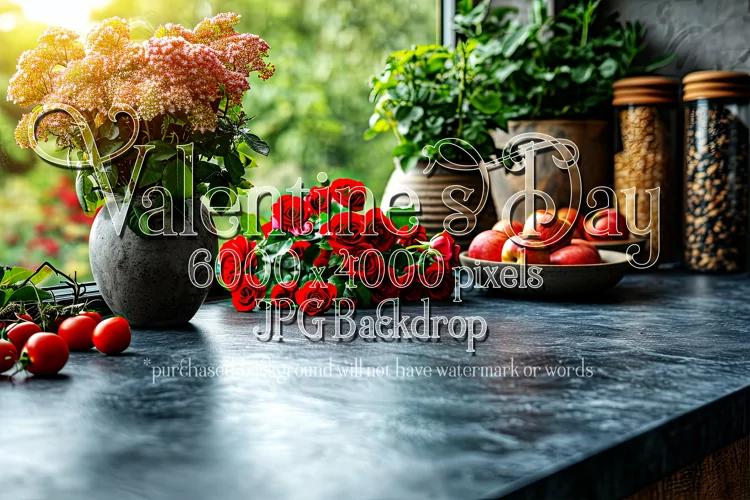 Valentine's Day Mockup, Front View, Roses & Flowers Photo 46