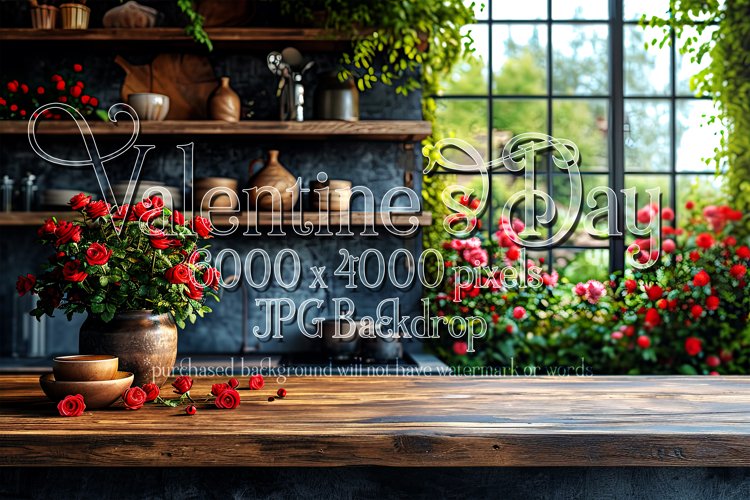 Valentine's Day Mockup, Front View, Roses & Flowers Photo 47 example image 1