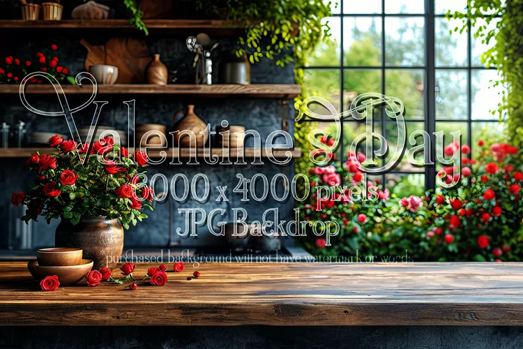 Valentine's Day Mockup, Front View, Roses & Flowers Photo 47