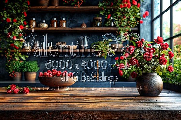 Valentine's Day Mockup, Front View, Roses & Flowers Photo 48 example image 1