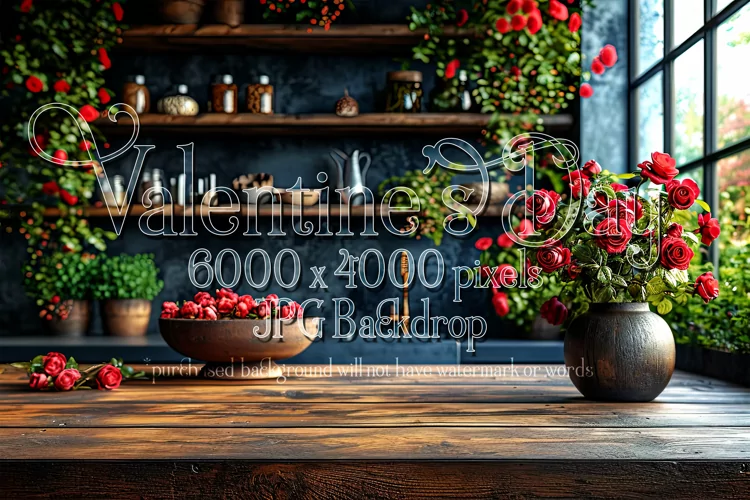 Valentine's Day Mockup, Front View, Roses & Flowers Photo 48