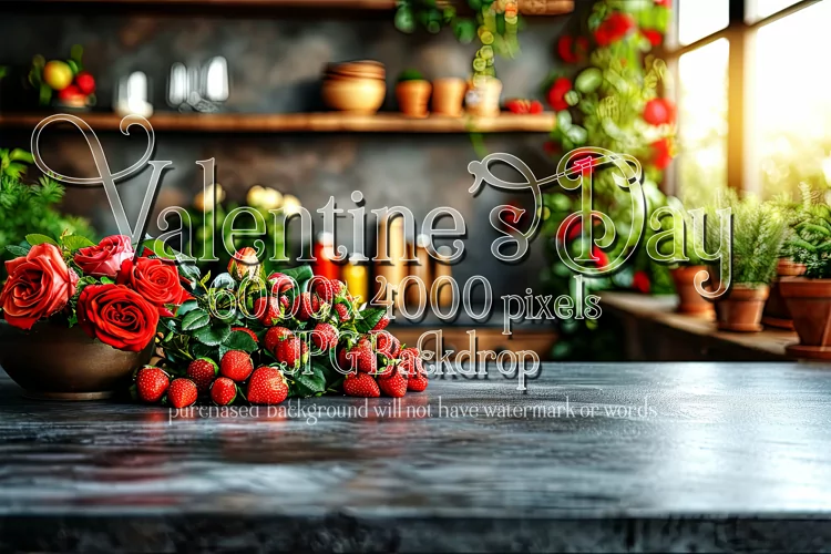 Valentine's Day Mockup, Front View, Roses & Flowers Photo 49