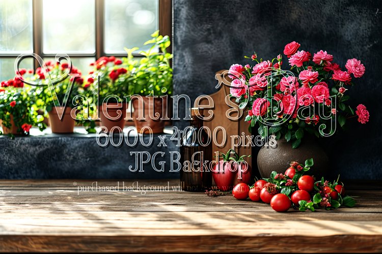 Valentine's Day Mockup, Front View, Roses & Flowers Photo 50 example image 1