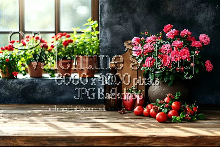 Valentine's Day Mockup, Front View, Roses & Flowers Photo 50